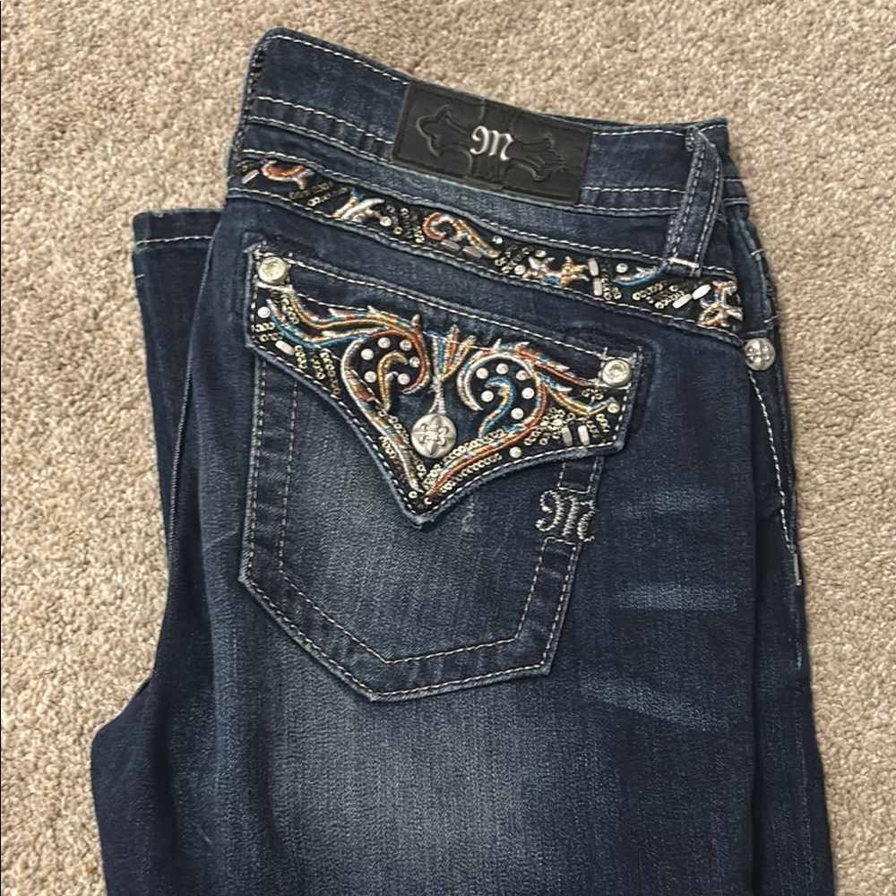 Miss Me Dark Blue Embellished Boot Cut Jeans